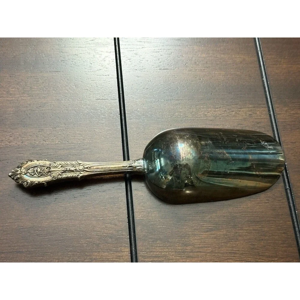 🔥RARE- VTG Wallace Sterling silver handle Ice Scoop - PERFECT PATINA 😱🙀🔥